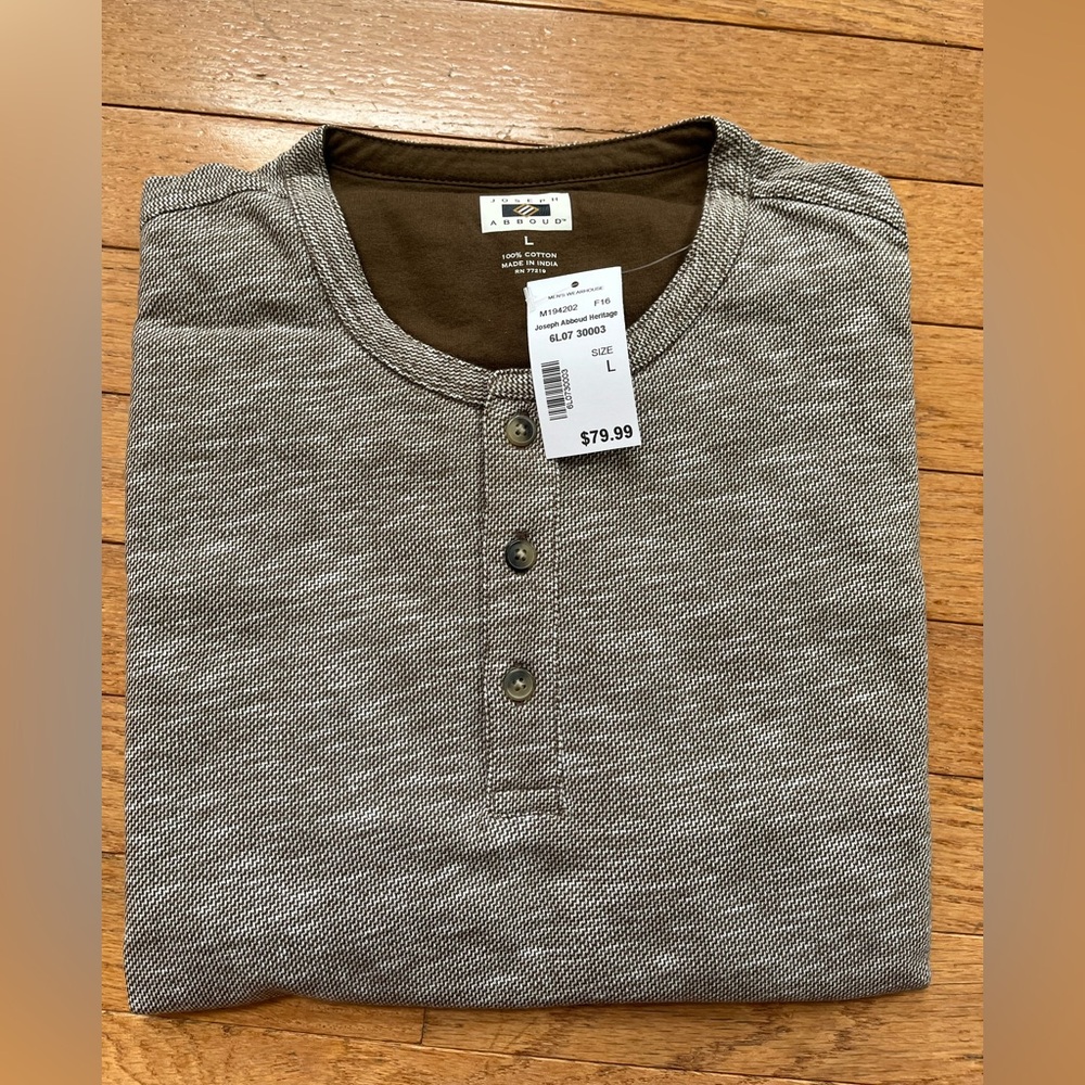 Joseph Abboud brown/tan long sleeve Henley Shirt